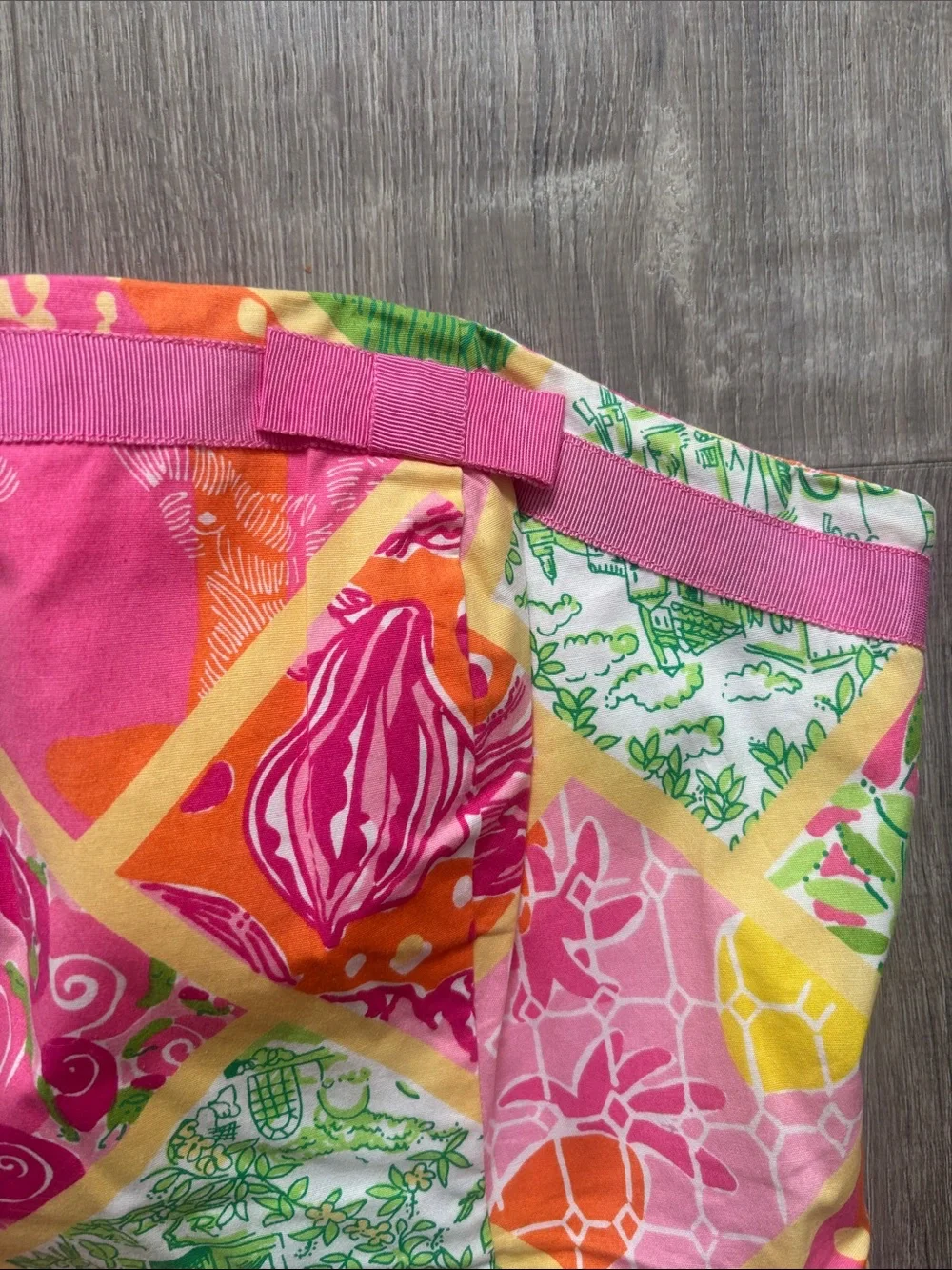 Vintage Lilly Pulitzer Strapless Patchwork Print Dress in Pink & Green - Picture 2 of 4